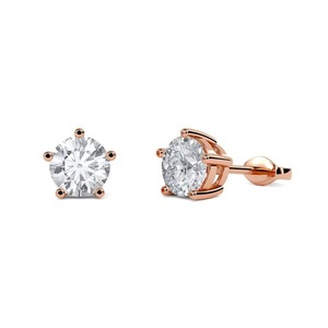 Pendientes de Diseño Contemporáneo con Diamantes de Corte Redondo de 0.30 Ct, Diamantes Cultivados en Laboratorio en Platino, para Regalo de Aniversario de Bodas - Product Image 1