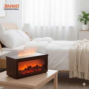 Button control fireplace design essential <b>oil</b> <b>diffuser</b> with ambient lighting OEM/ODM available - Product Image 1
