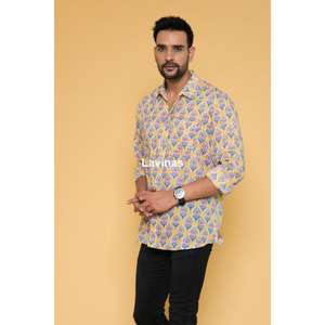 Chemises hippie en coton pour hommes, chemises d'été décontractées, chemises à manches longues imprimées en coton faites à la main pour hommes - Product Image 3