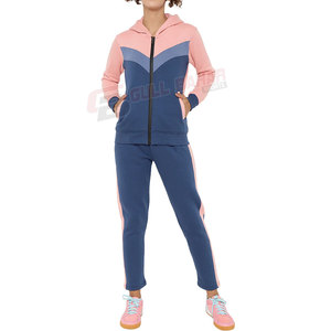 Survêtement 2 pièces en molleton de coton de haute qualité pour femmes, ensemble décontracté d'hiver respirant avec col à capuche - Product Image 1