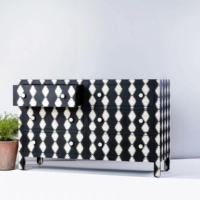 Modernes Luxus-Sideboard aus Massivholz mit Knochenintarsien und Perlen, Maßgefertigte TV-Einheit mit Großer Kapazität für Landhaus, Krankenhaus und Wohnzimmer