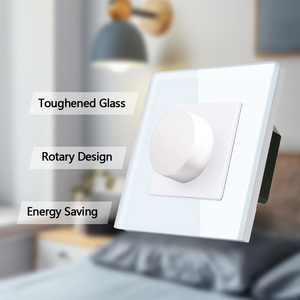 European Wall <strong>Fan</strong> Speed <strong>Controller</strong> with Glass Frame | Rotary Knob Dimmer <strong>Switch</strong> - Product Image 1