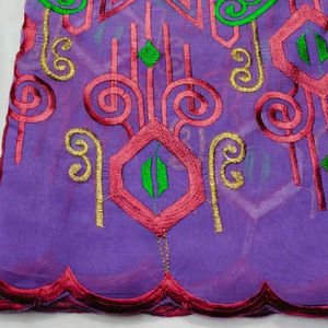 Vestido bordado de gasa de algodón elegante personalizable Diseños tejidos multicolores con Thoub sudanés Voile Mutaras - Product Image 1