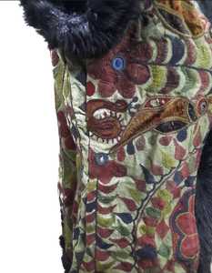 Chaquetas de piel verde sin mangas para mujer, chaqueta Bohemia con cuentas totalmente a mano, 2022 - Product Image 5