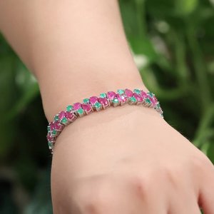 Pulsera de plata esterlina 925 con relleno de vidrio y piedra de fresa para ocasiones de aniversario - Product Image 4