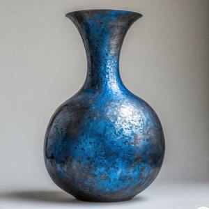 Vase bleu émaillé MidnightBay dans un vase de sol de style céramique vieilli Design en relief floral Décoration d'intérieur Déclaration d'accent - Product Image 2