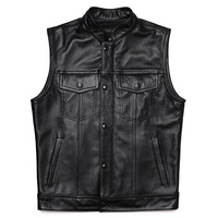 Erkek Kışlık Polyester/Pamuk Motosiklet Sürücü Yeleği Ön Cepli Günlük Dış Giyim Kolsuz Ceket