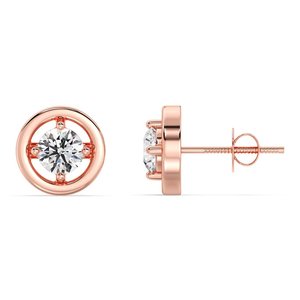 ต่างหูเม็ดกลมขอบทองเครื่องประดับเพชรที่ปลูกในห้องปฏิบัติการ - Product Image 6