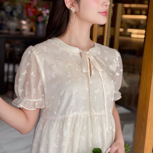 Maternity Dress With a Straight Design Made of Soft Embroidered Silk Chiffon Material Comfortable to Wear V1297 Not Discolored - Product Image 4