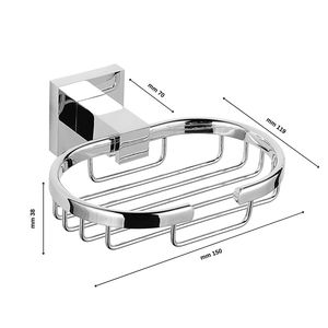 Set di accessori da bagno in ottone cromato lucido AMG portasapone singolo portasapone con griglia per bagni moderni - Product Image 2
