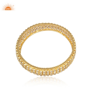 Bracelet jonc en argent sterling 925 plaqué or avec zircon perlé, look unique, pour femmes et filles, pour les fêtes et les occasions - Product Image 2
