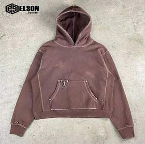 Último diseño 100% algodón peso pesado 450 GSM hombres Zip up Hoodie Custom Acid Wash Sun Faded sudadera para la venta - Product Image 2