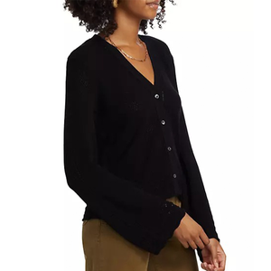 Lujo acogedor mujer Lana/acrílico prendas de punto suave transpirable cuello en V abotonado suelto cárdigan Casual Oficina invierno - Product Image 5