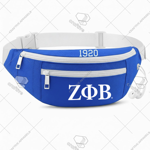 Zeta Phi Beta Sorority High Quality Fanny <b>Pack</b> Women's Stylish <b>Travel</b> Belt <b>Bag</b> Ready To Ship Waist <b>Bag</b> - Product Image 1