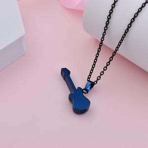 Blue <b>Guitar</b> Cremation Urn Pendant Necklace Rocker Musican Keepsake Jewelry <b>Guitar</b> Shape Cremation Urn for Unisex Custom Size - Product Image 3