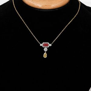 Lab Grown Diamond <b>Pendant</b> Necklace Three Mixed Cuts 10k Solid Gold Classic Ethical Trio Necklace Main Stone Moissanite Jewelry - Product Image 2