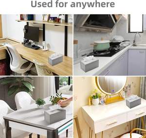 Soporte cuadrado moderno para caja de pañuelos Material de PP duradero con varios colores Cuero de PU Oficina en casa Escritorio Logotipo impreso personalizable - Product Image 6