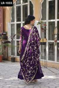Nuevo diseñador de ropa de boda y Festival para mujer, vestidos Anarkali con lentejuelas ricas de Georgette, borde de encaje bordado múltiple Dupatta - Product Image 4