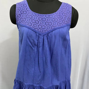 Ropa informal lavable logotipo personalizado de gran tamaño Puff cintura cuello en V vestidos largos de lino de algodón estilo bohemio impreso en capas - Product Image 1