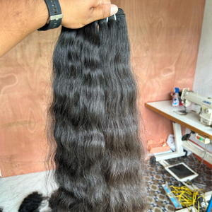 Vrais Extensions de Cheveux Humains Indiens Vierges Remy Non Transformés Authentique Vague d'Eau Style Temple Trame de Cheveux - Product Image 1