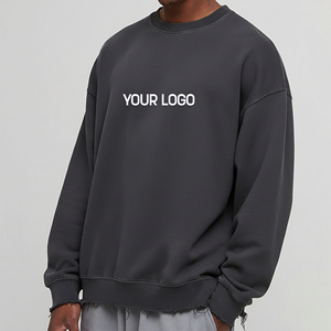 Sudaderas con Capucha de Invierno para Hombre 100% Algodón al por Mayor, Logotipo Bordado Personalizado, Cuello Redondo Extra Grande, Hombros Caídos, Transpirables y Resistentes al Viento - Product Image 1