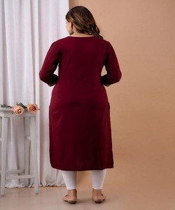 Kurta en coton rayonne fantaisie, tissage artisanal, à porter au quotidien, séchage rapide, en stock, vêtement ethnique pour femmes, multicolore - Product Image 3