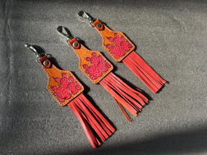Nuevos llaveros de borla encantadores bonitos de cuero genuino hechos a mano de Color genuino, gran oferta, llaveros florales modernos de estilo occidental - Product Image 4