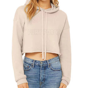 Coton Polyester fait séchage rapide femmes haut court sweats à capuche manches longues femmes haut court sweats à capuche - Product Image 5