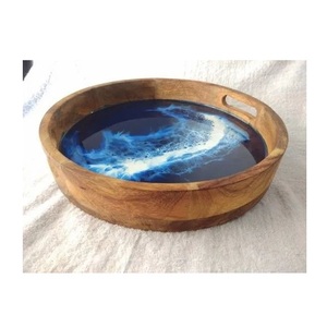 Plateau de service tissé de canne ronde élégante pour les fournitures de restaurant et d'hôtel plateaux de service de canne imprimés de haute qualité pour la vaisselle - Product Image 3