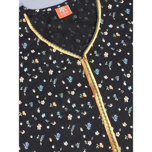 Chemise de nuit longue Evolve pour femme, noire, 100 % viscose imprimée, taille XS, ultra douce et confortable, en tissu tissé, design élégant - Product Image 6