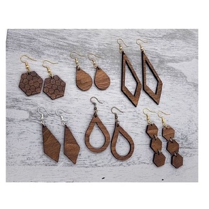 Listo para enviar, envío rápido, moda de madera, joyería personalizada, pendientes de aros, venta al por mayor simples, pendientes de gota para mujeres africanas 2024 - Product Image 6