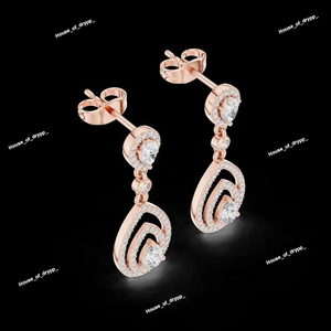 Pendientes Largos de Plata con Doble Lágrima y Diamantes de Moissanita, Diseño Elegante y Lujoso para Fiestas - Product Image 3