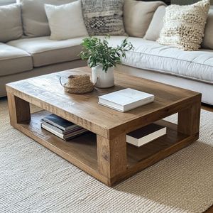 Table basse en bois au fini naturel, meubles de salon chaleureux, aspect organique pour les thèmes intérieurs inspirés de la terre - Product Image 4