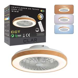 Ventilador de Techo LED con CCT Ajustable de 53 cm con Acabado en Madera - Product Image 1