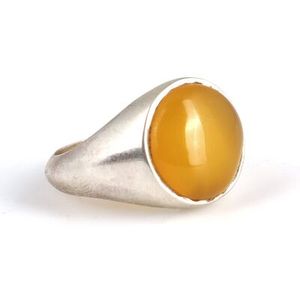 Anillo Redondo de Plata de Ley 925 para Hombre con Incrustaciones de Ámbar Sintético y Turquesa, Engaste en Bisel, 9.6g de Peso, para Uso Diario - Product Image 3