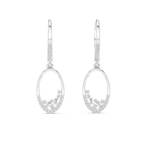 Boucles d'oreilles en or blanc 14 carats avec diamants de laboratoire ronds et taille bug pour femmes, cadeau de mariage ou d'anniversaire de luxe certifié, élégant - Product Image 1