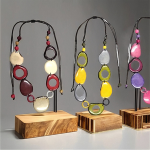 Handmade Tagua Beaded Fashion <b>Necklace</b> Set Eco-Friendly <b>Statement</b> Jewelry with Natural Vegetable Ivory Beads for Women - Product Image 1