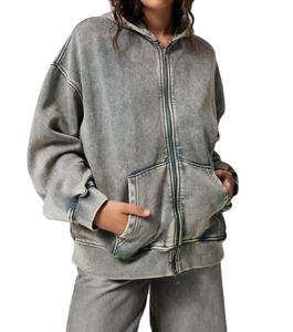 Sweats à capuche délavés à l'acide avec logo personnalisé pour femmes avec col à capuche à manches longues surdimensionnés pour la vente d'hiver OEM Service Haus Industries - Product Image 1