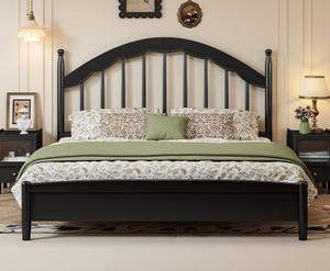 Cama de caoba maciza tamaño Queen Con excelente acabado Diseño minimalista en estilo tradicional para muebles de dormitorio del hogar - Product Image 1