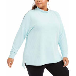 Top da donna Ideology taglie forti casual vintage con spalle scoperte e collo alto, vestibilità ampia, stampa acquamarina, taglia 3X (XL) per le stagioni primavera estate - Product Image 1