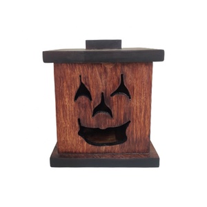 Hot-Selling Walnut Brown Hand-Carved <b>Wood</b> Candle Box Lid Creative Luxury Antique Vintage Halloween Christmas Decoration <b>Model</b> - Product Image 2