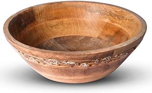 Diseño creativo al por mayor hecho a mano rejilla elegante cuenco de madera con soporte de metal y acabado natural utilizado para servir aperitivos - Product Image 6