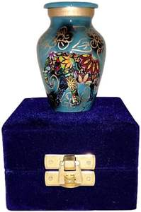 Classic Small Mini Cremation Keepsake Urn <b>for</b> Human <b>Ashes</b> with <b>Box</b> and Velvet <b>Box</b> - Traditional Elephant Design - Product Image 6
