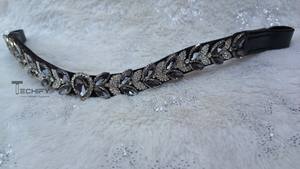 Bandeaux équestres en cuir véritable de haute qualité pour chevaux avec chaîne en cristal dans de nombreuses couleurs Dressage Brow band - Product Image 5