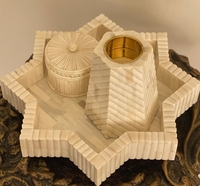 Ensemble de brûleurs à bakhoor magnétiques en os incrusté faits à la main, écologiques, pour encens indien, parfum aromatique, toutes saisons, Artisanat Emporique