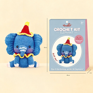 ชุดงานฝีมือถักโครเชต์แบบกำหนดเอง DIY ง่ายๆ สำหรับเด็กและผู้ใหญ่ ชุดไหมพรมถักโครเชต์รูปช้างจิ๋ว พร้อมคู่มือการสอน ของเล่นเย็บปักถักร้อยและถักทอ - Product Image 2