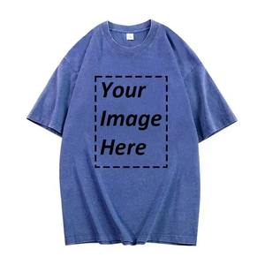 T-shirts surdimensionnés en coton lourd pour hommes femmes Vintage lavé impression personnalisée rue Hip Hop Punk Harajuku Style pour polos - Product Image 6