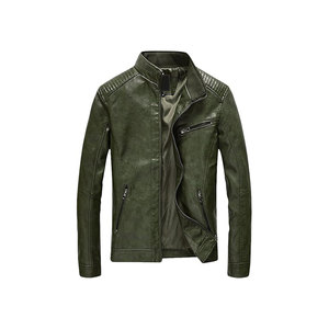 Casual Slim Oversized Leather Jacket for <b>Men</b> Fashion Stand Neck Zip Up Leather Jacket <b>Men</b> - Product Image 3