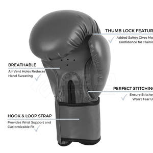 Fabricant professionnel, gants de boxe de haute qualité, respirants, fermeture auto-agrippante au poignet, personnalisables - Product Image 3