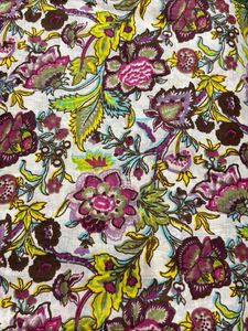 100% Premium Cotton Artisan Floral Hand Block Print Fabric Boho Chic Rustic Home <b>Decor</b> DIY Quilting Dress Sold Yard Quilting - Product Image 2